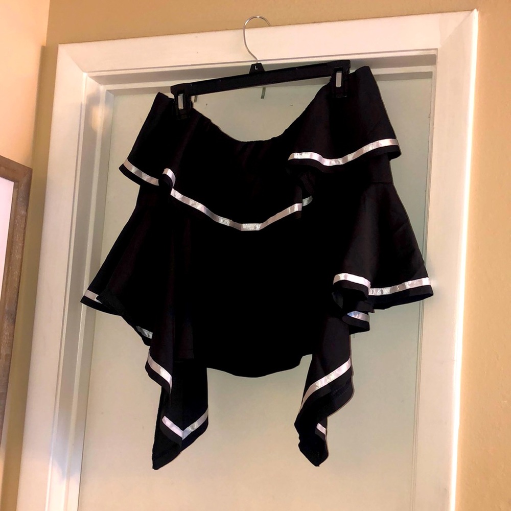 Black and white off the shoulder top with flutter sleeves- size M